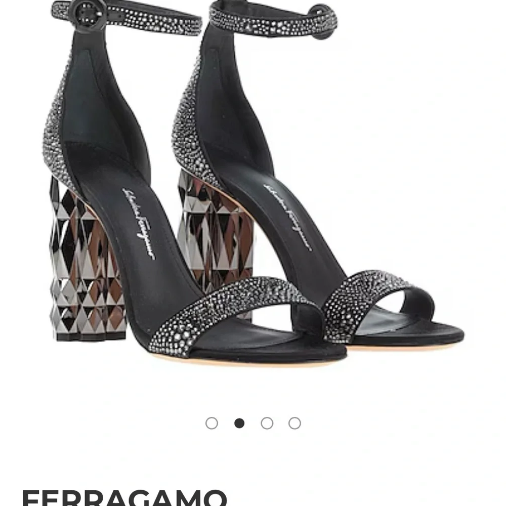 Salvatore Ferragamo Black and Silver Embellished Heels